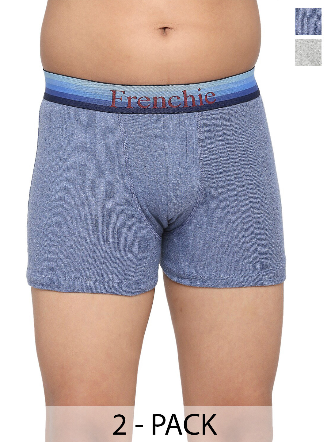 FRENCHIE Boys Pack Of 2 Cotton Trunks FR-BI-TR-U1902-1X5-Blue-Gray-XS
