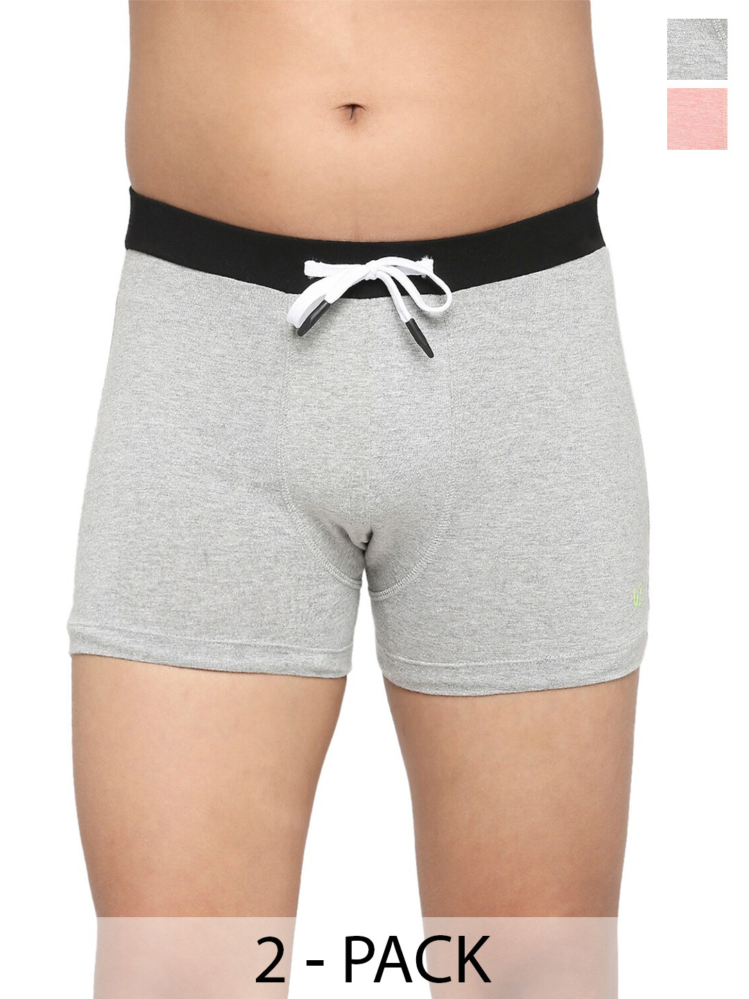 FRENCHIE Boys Pack Of 2 Cotton Trunks FR-BI-TR-U1914-1X5-LGray-Pink-XS