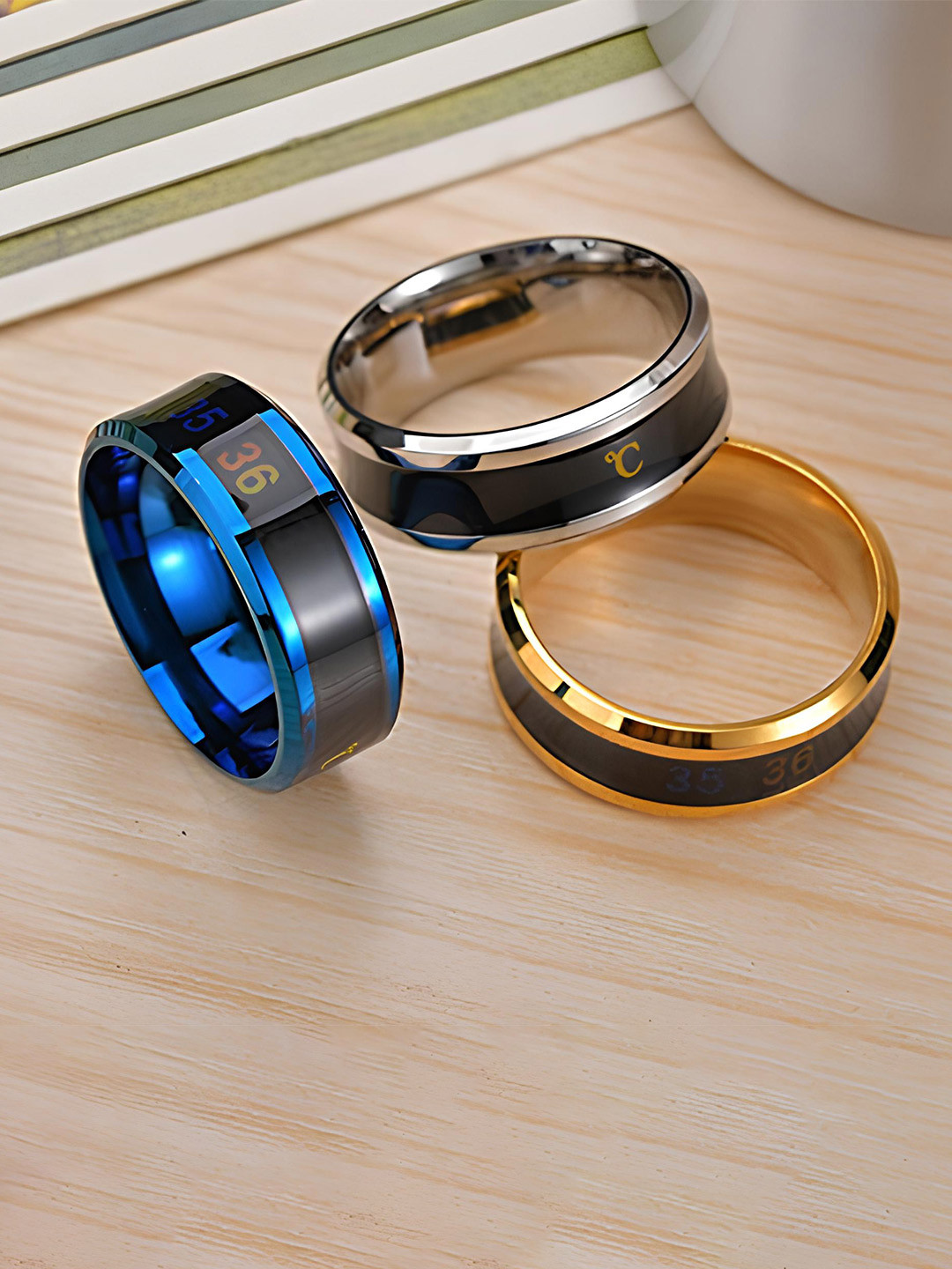 KARISHMA KREATIONS Set Of 3 Gold-Plated & Silver-Plated Temperature Rings