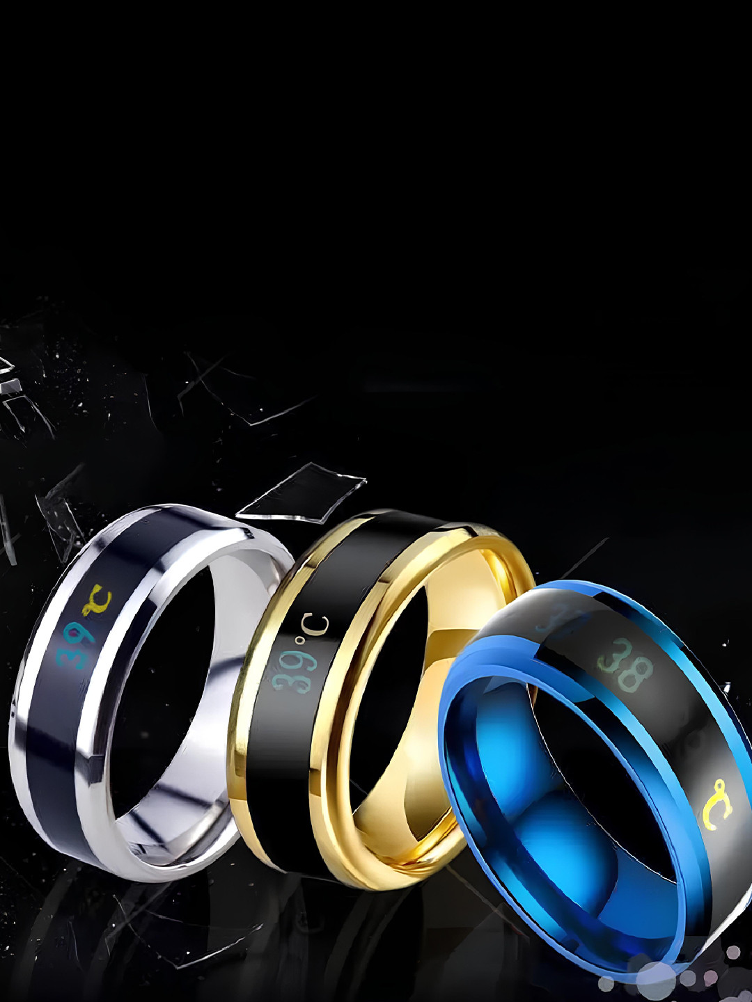 KARISHMA KREATIONS Set Of 3 Gold-Plated Temperature Finger Ring