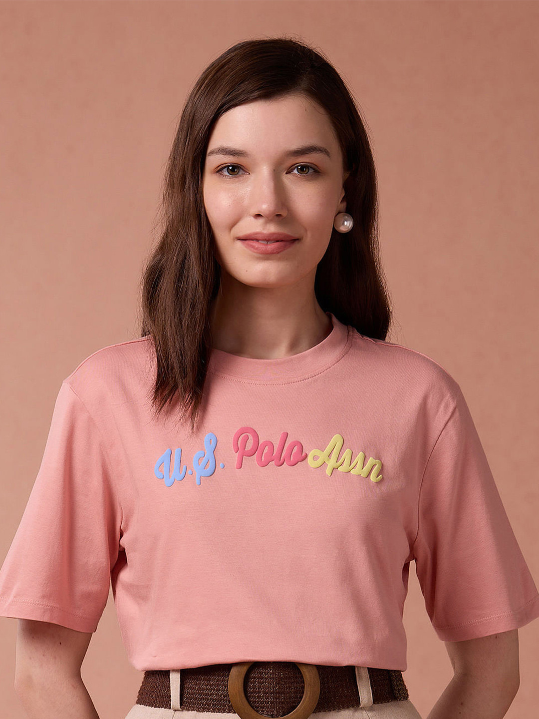 U.S. Polo Assn. Typography Printed Pure Cotton Oversized T-shirt