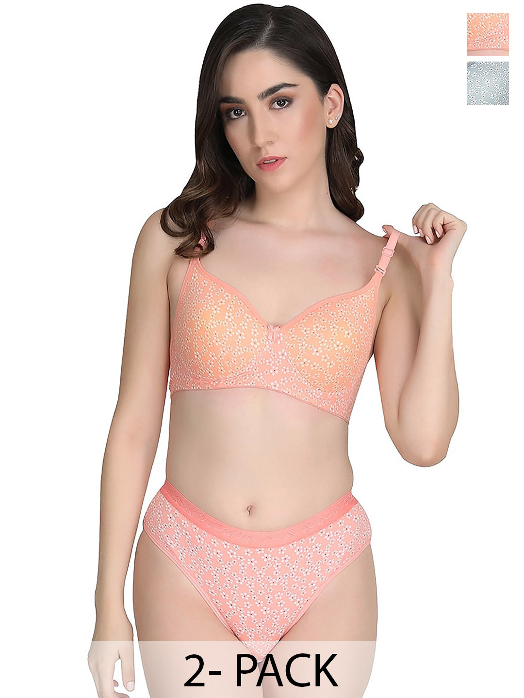 AROUSY Pack Of 2 Printed Cotton Lingerie SetA-Margo Set2