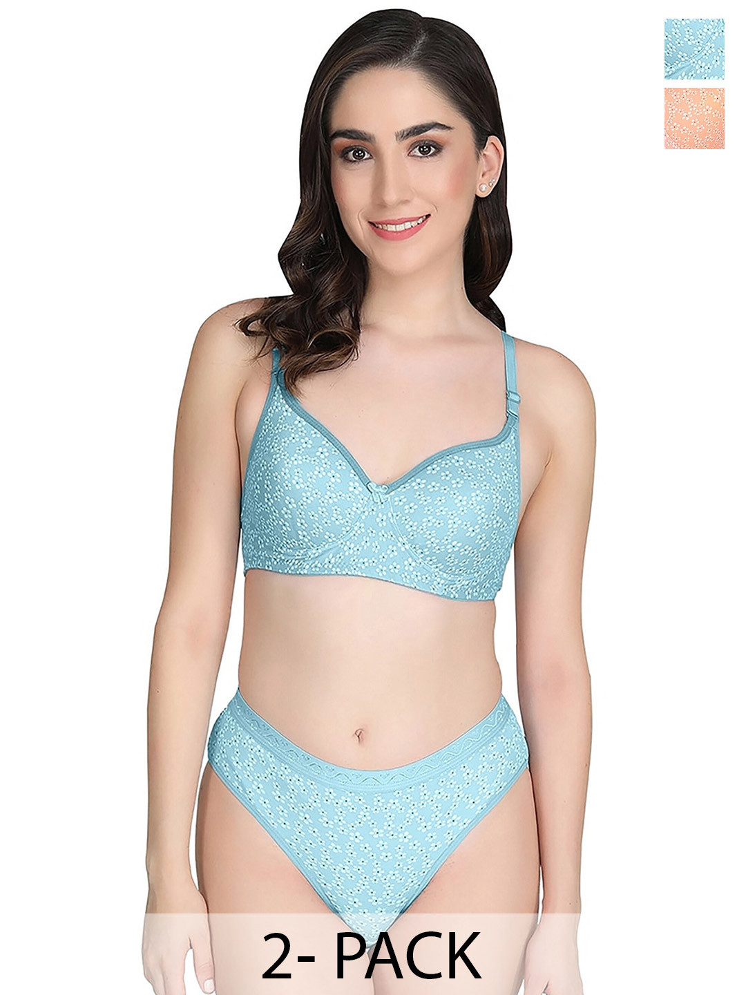 AROUSY Pack Of 2 Printed Cotton Lingerie SetA-Margo Set2