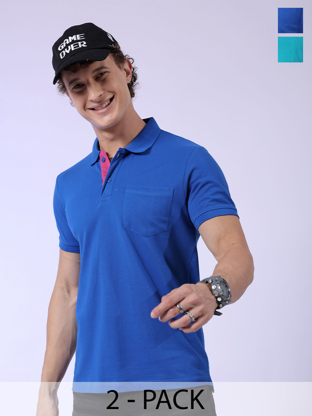 The Indian Garage Co Pack Of 2 Polo Collar Pockets T-shirt