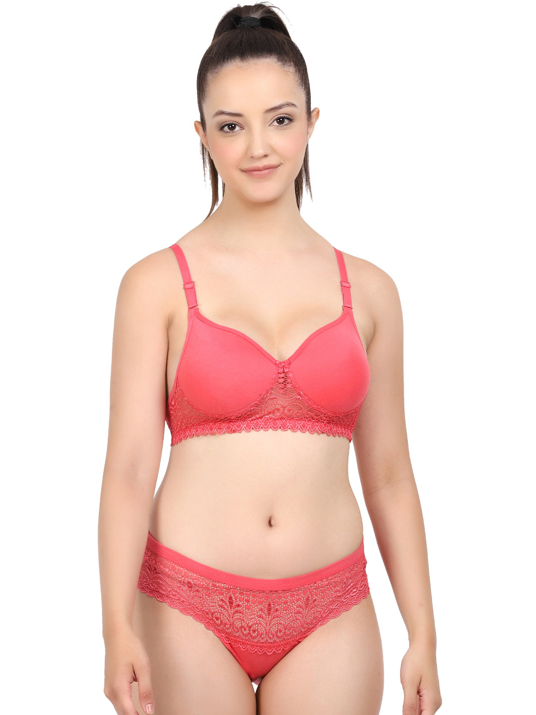 AROUSY Mid Rise Non Padded Cotton Lingerie Set K_Catlin Set1