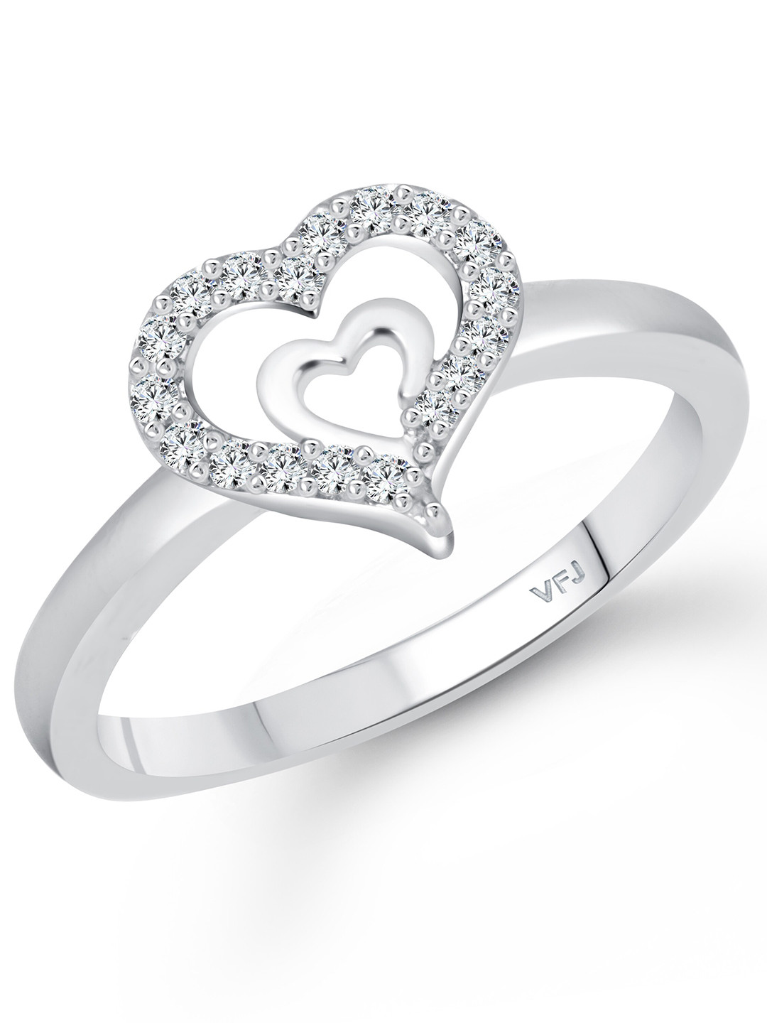 Vighnaharta Silver-Plated CZ Studded Finger Ring & Box