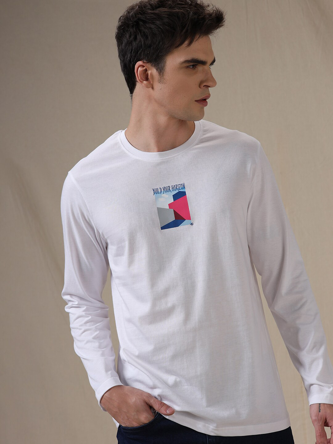 WROGN Printed Round Neck Long Sleeves Regular T-shirt