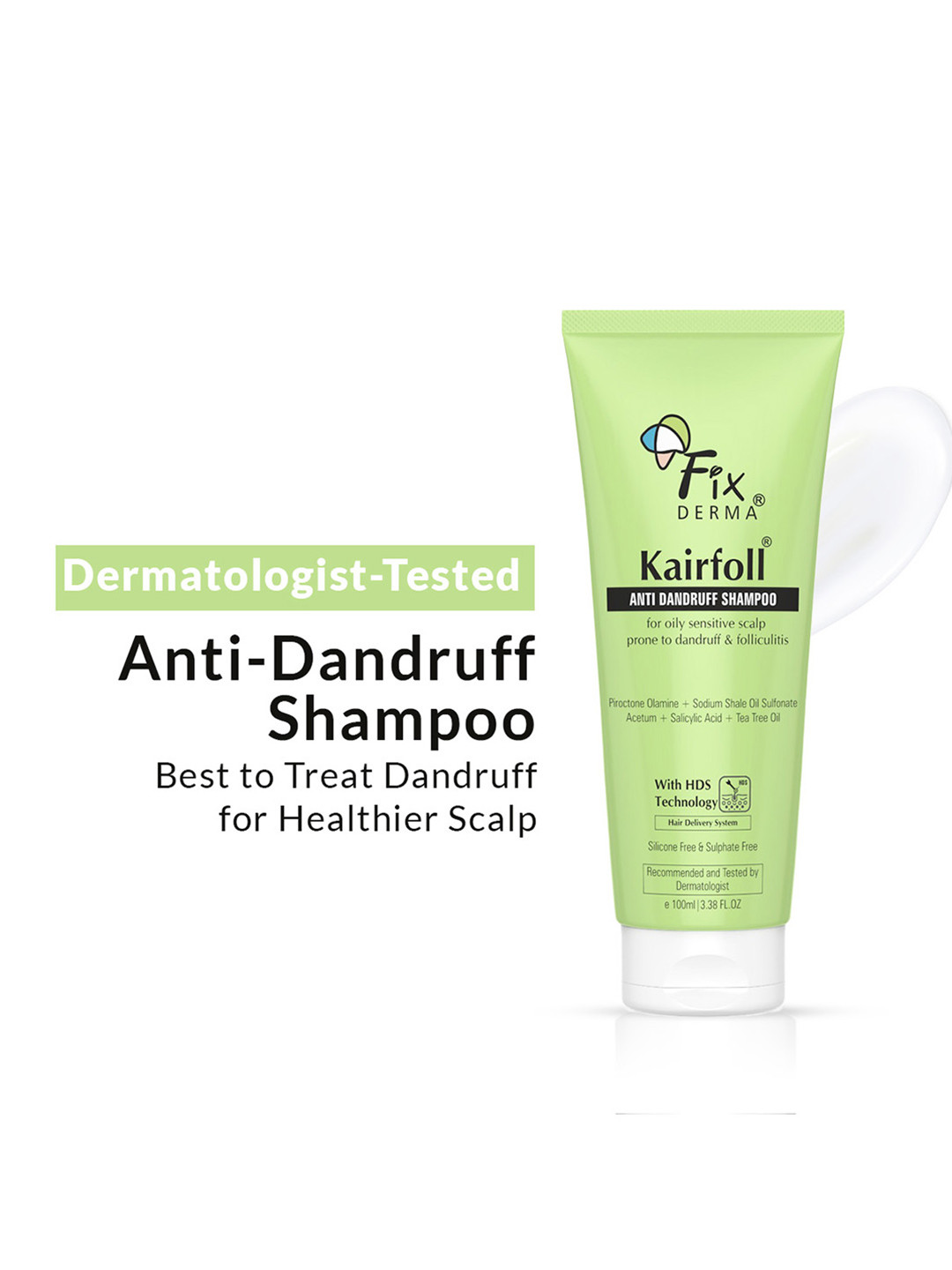 FIXDERMA Kairfoll Anti Dandruff Shampoo For Oily Sensitive Scalp - 100ml