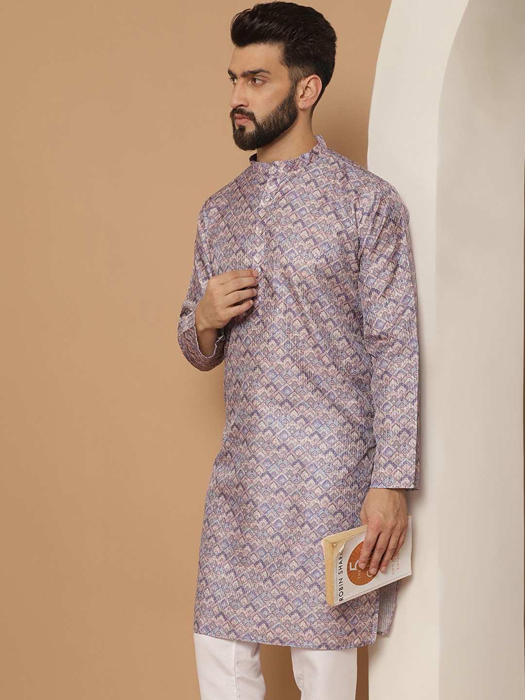 Anouk Men Purple Printed Kurta