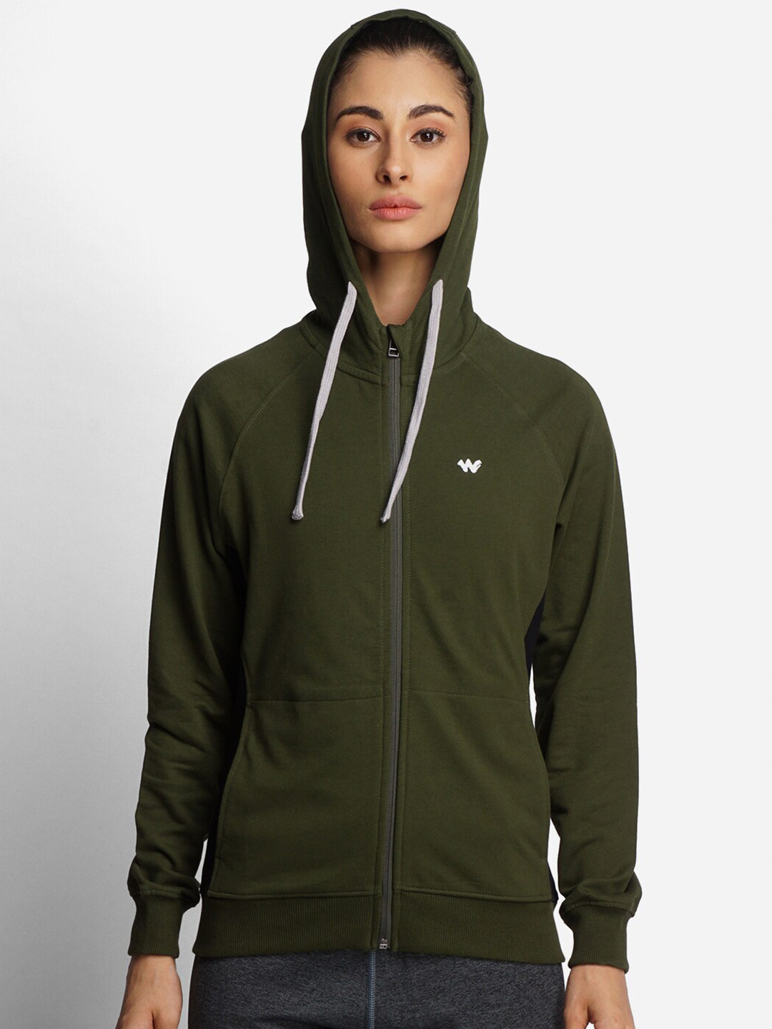 Wildcraft Detachable Hood Front Open Long Sleeves Cotton Sweatshirt