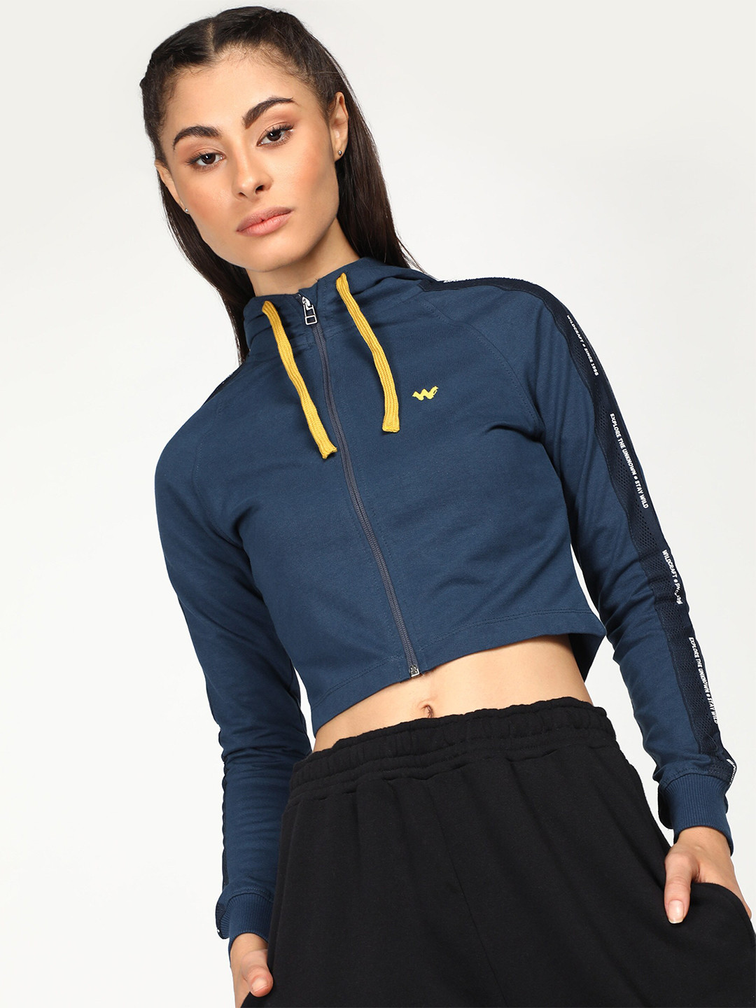 Wildcraft Detachable Hood Cotton Crop Sweatshirt