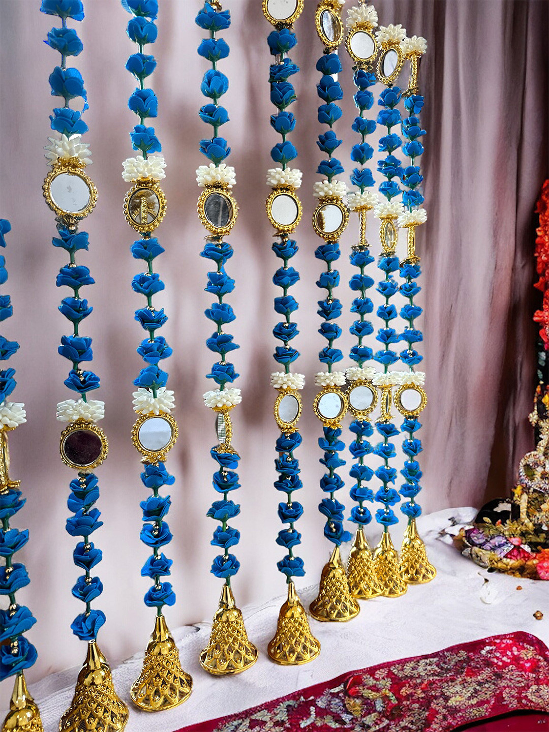 BS AMOR  Turquoise Blue & White 4Pcs Toran Door Hangings