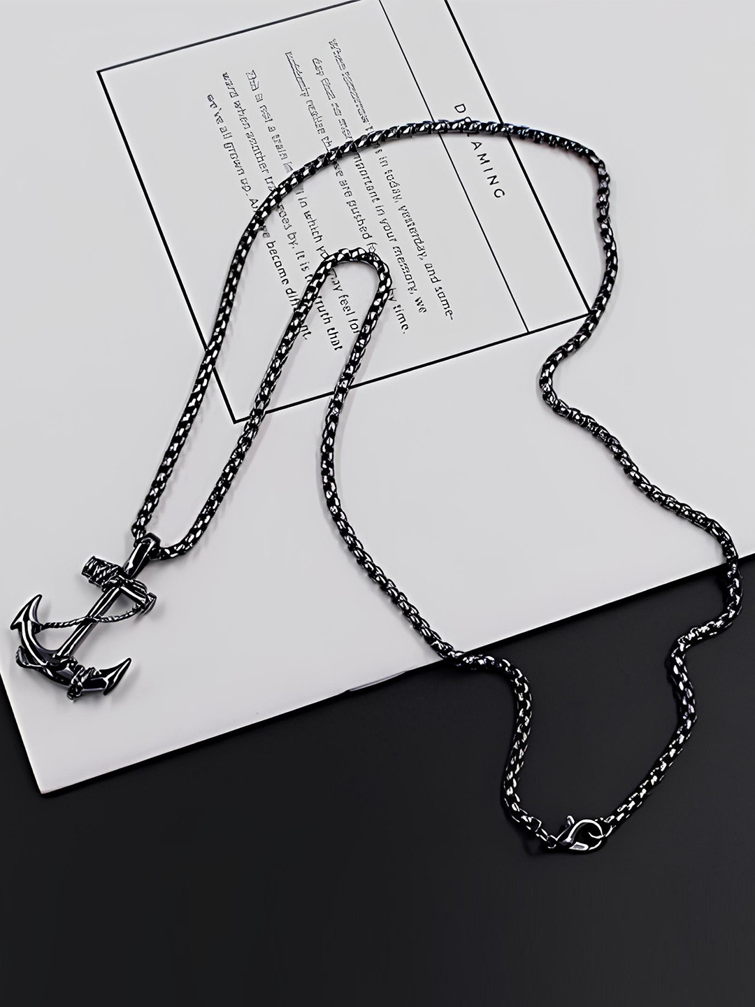 KARISHMA KREATIONS Unisex Stainless Steel Anchor Pendant With Chain