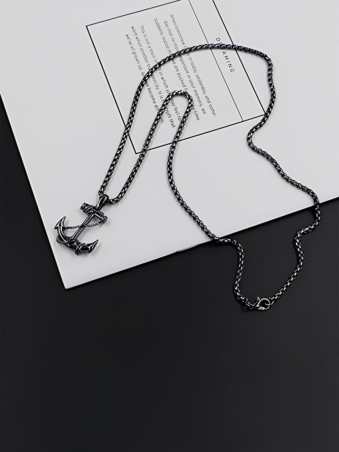 KARISHMA KREATIONS Unisex Stainless Steel Anchor Pendant With Chain