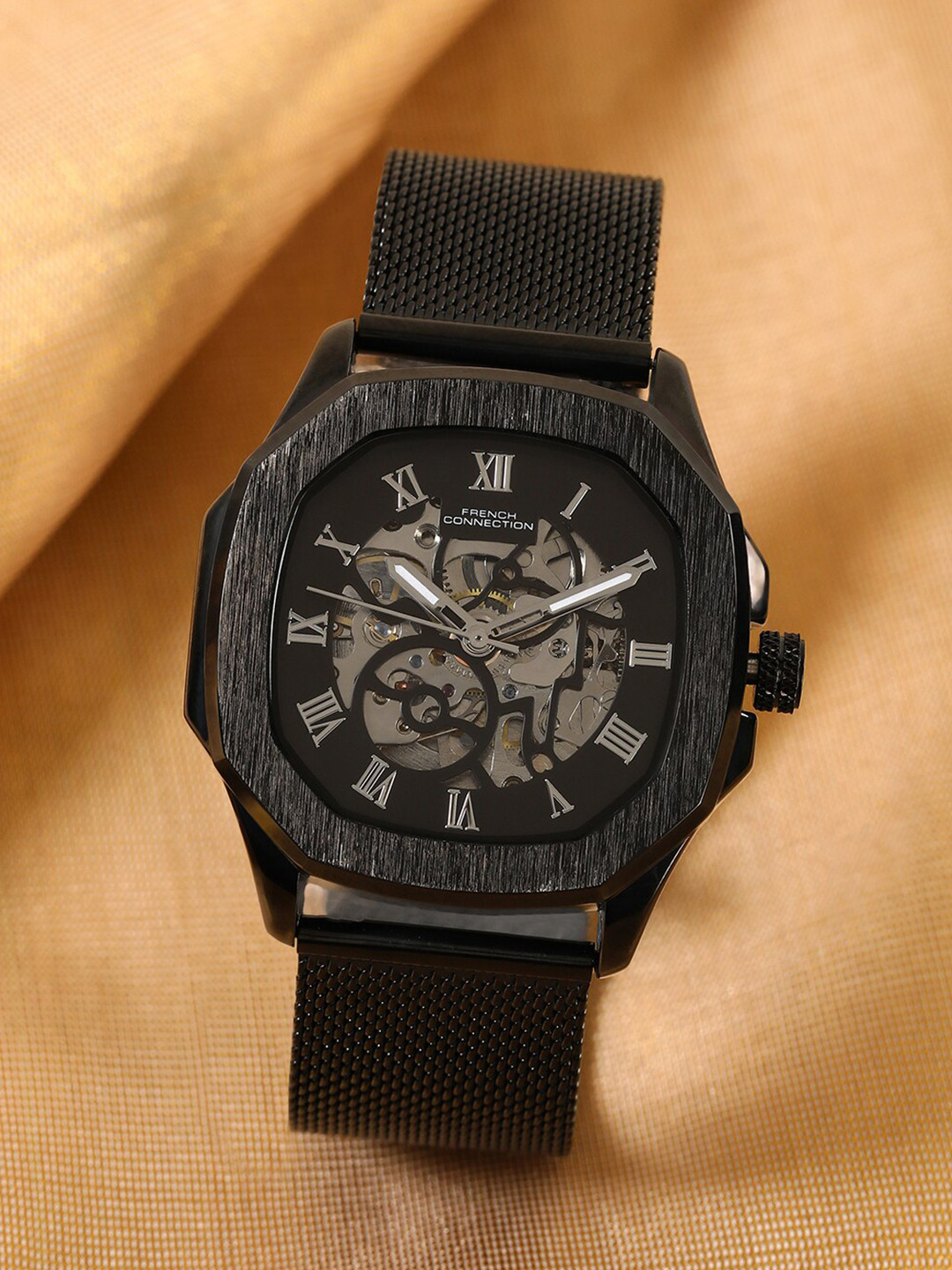 French Connection Men Skeleton Dial & Bracelet Style Automatic Watch FCA05-1