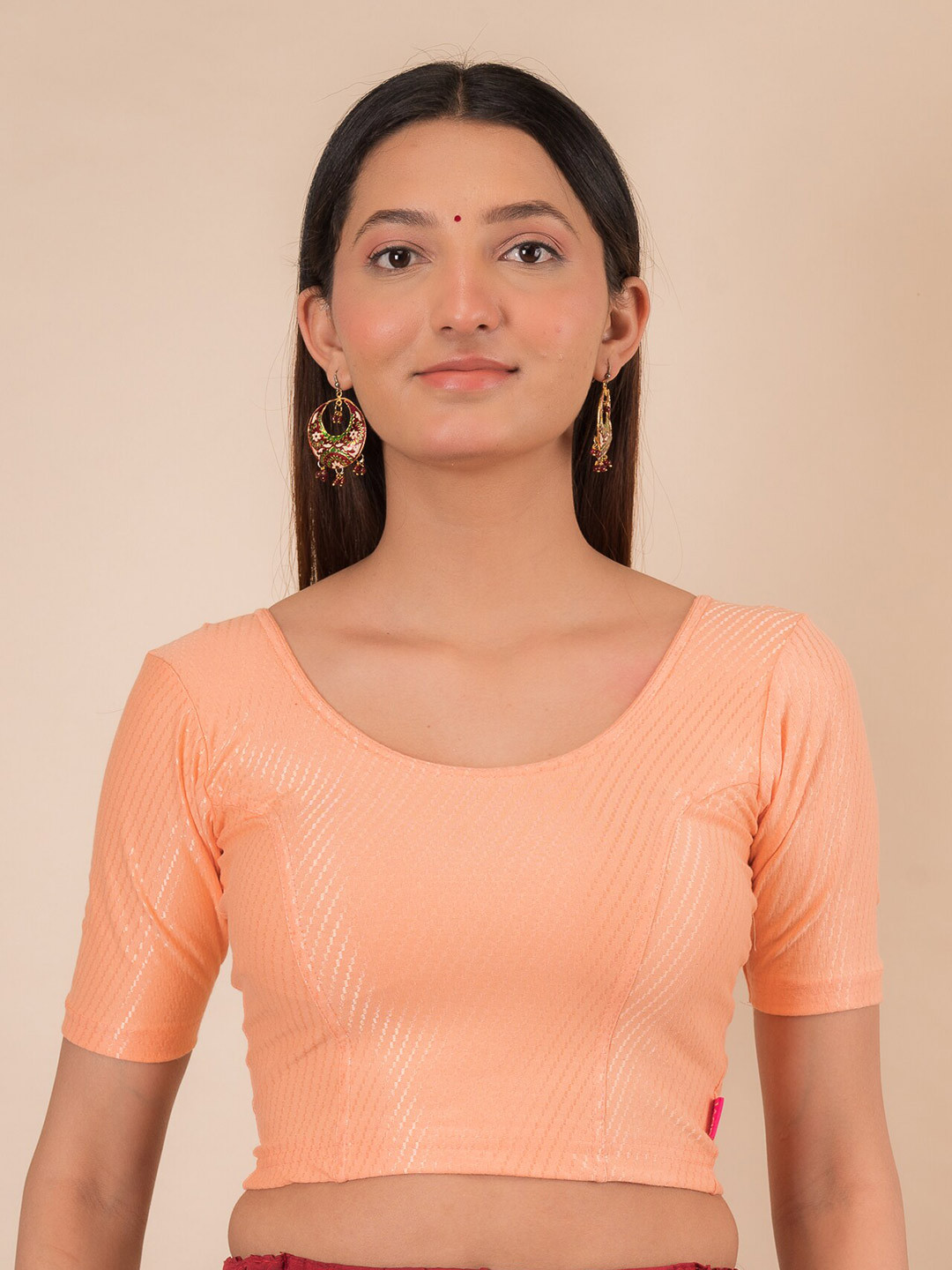Bindigasm's Advi Self-Design Stretchable Cotton Saree Blouse