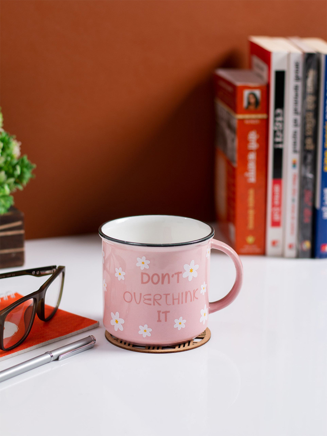 JCPL Fizz White Typography Ceramic Handmade 2 Piece Mugs-350ml