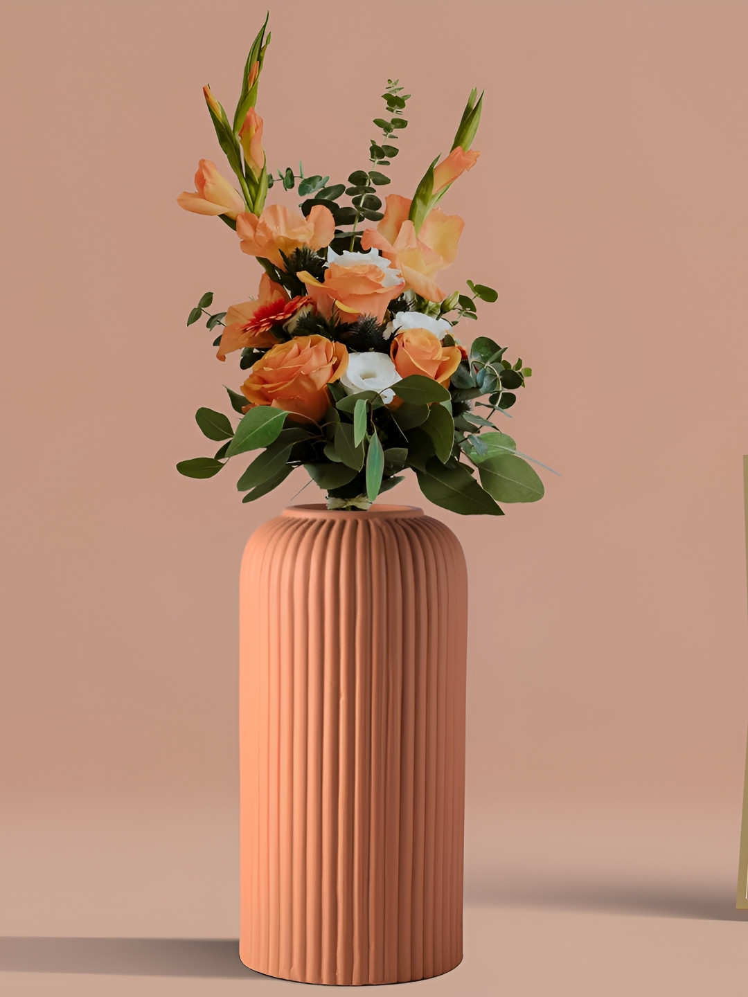 LASAKI Bronze Textured Ceramic Flower Vase