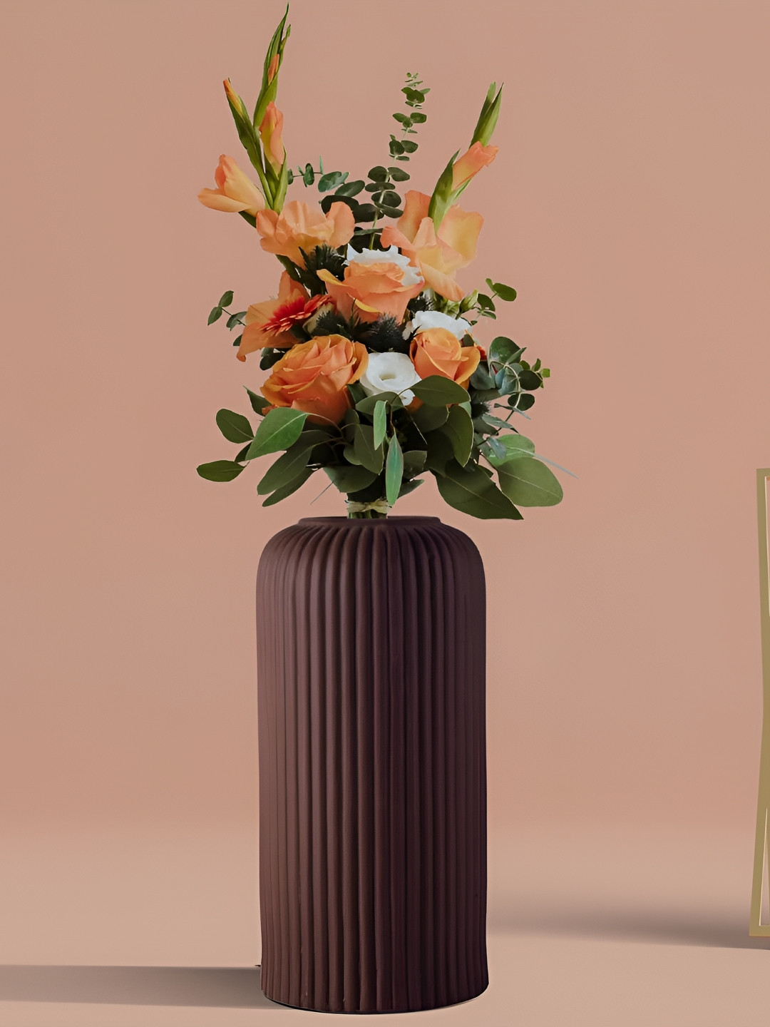 LASAKI Copper Toned Textured Ceramic  Flower Vase