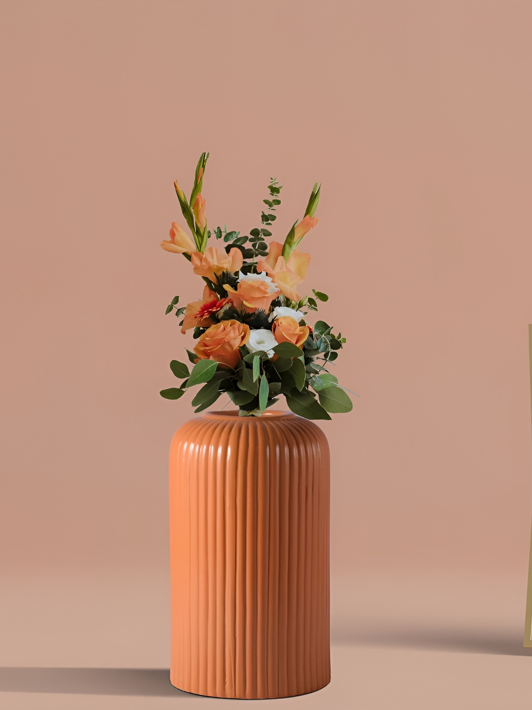 LASAKI Tan Brown Textured Ceramic Flower Vase