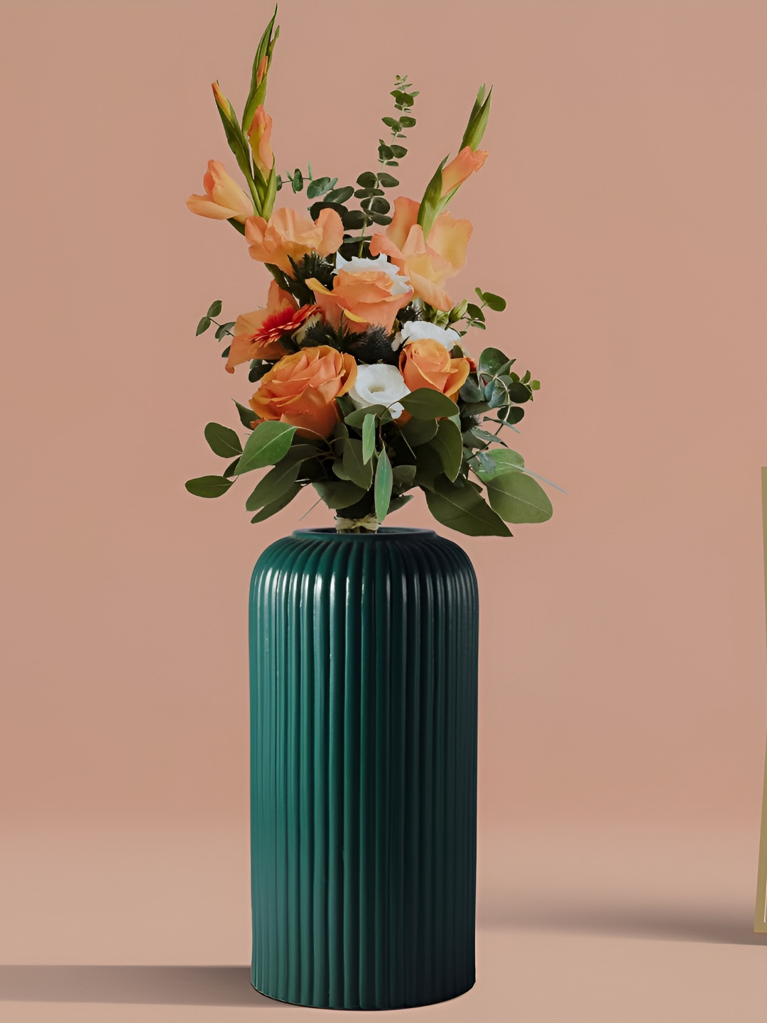 LASAKI Green Textured Ceramic Flower Vase