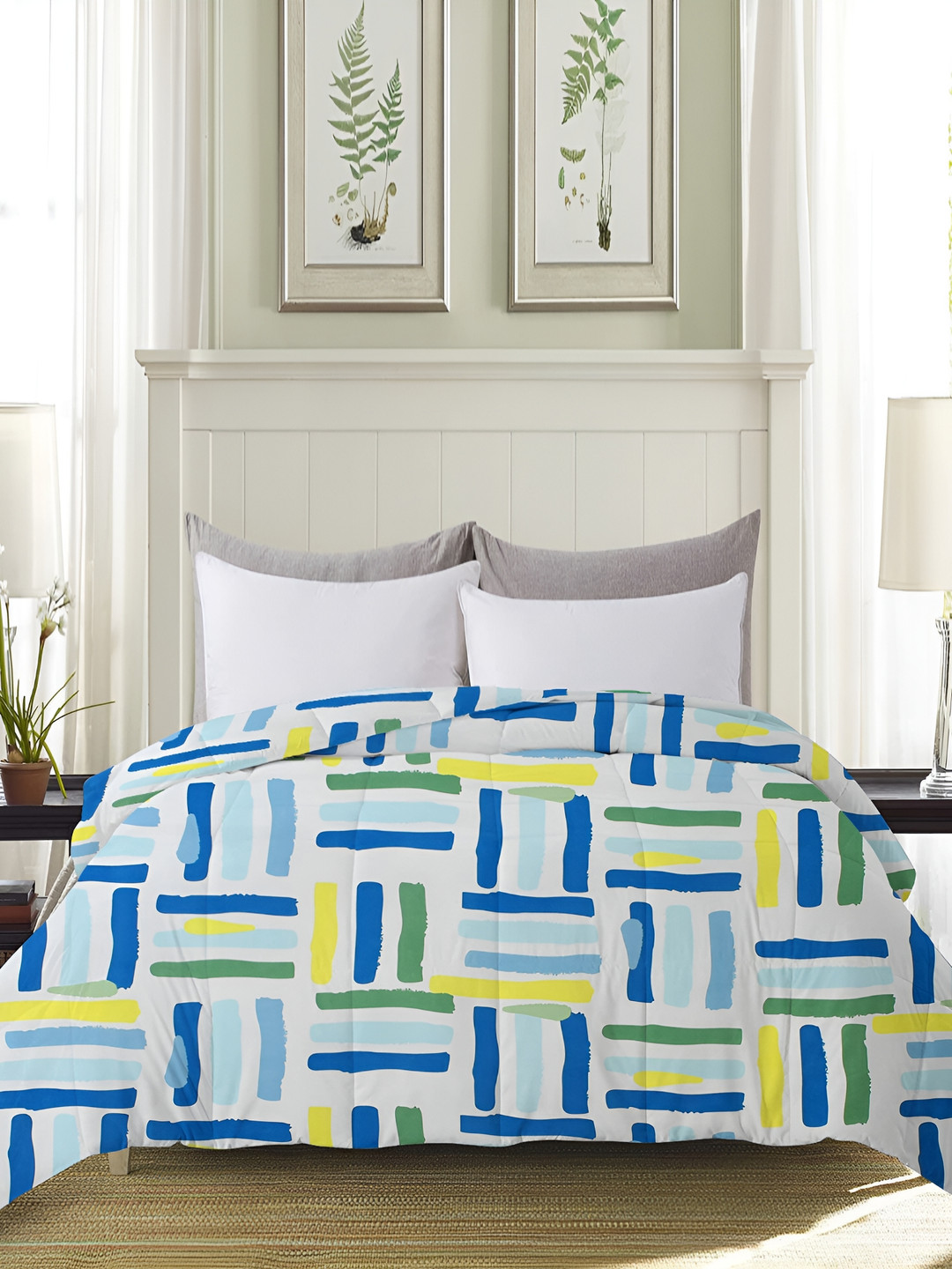 bsb home White & Blue Heavy Winter 210 GSM Double Bed Comforter