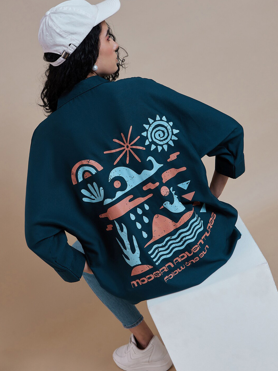 Roadster Graphic Printed Oversized Casual Shirts