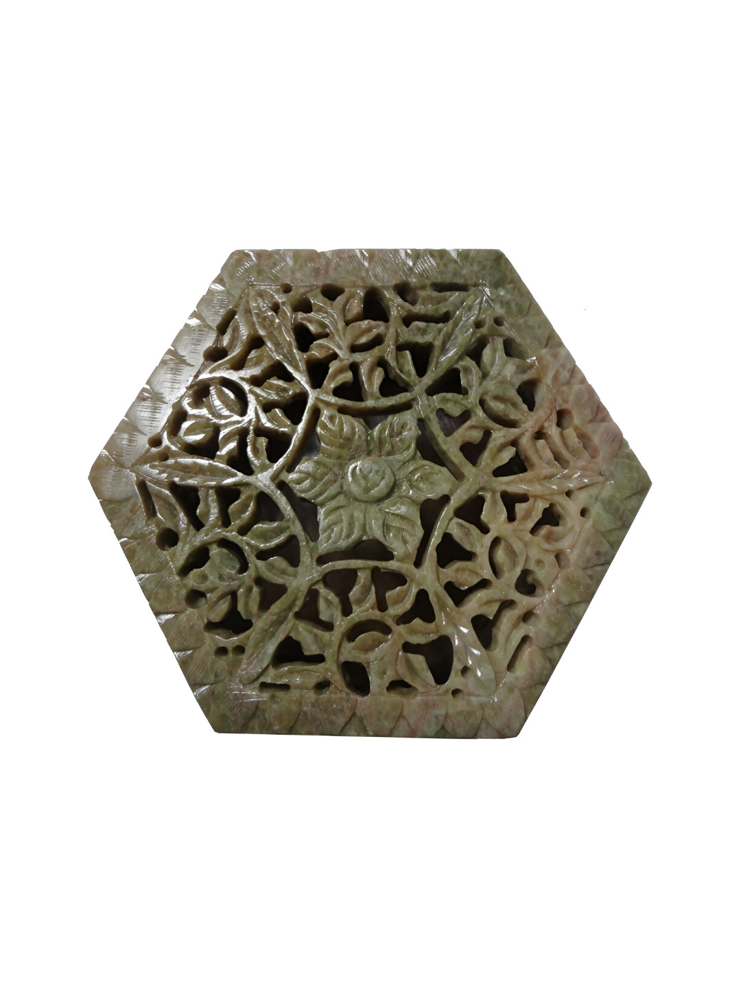Avinash Handicrafts Green Textured Reusable Carved Jewellery Box
