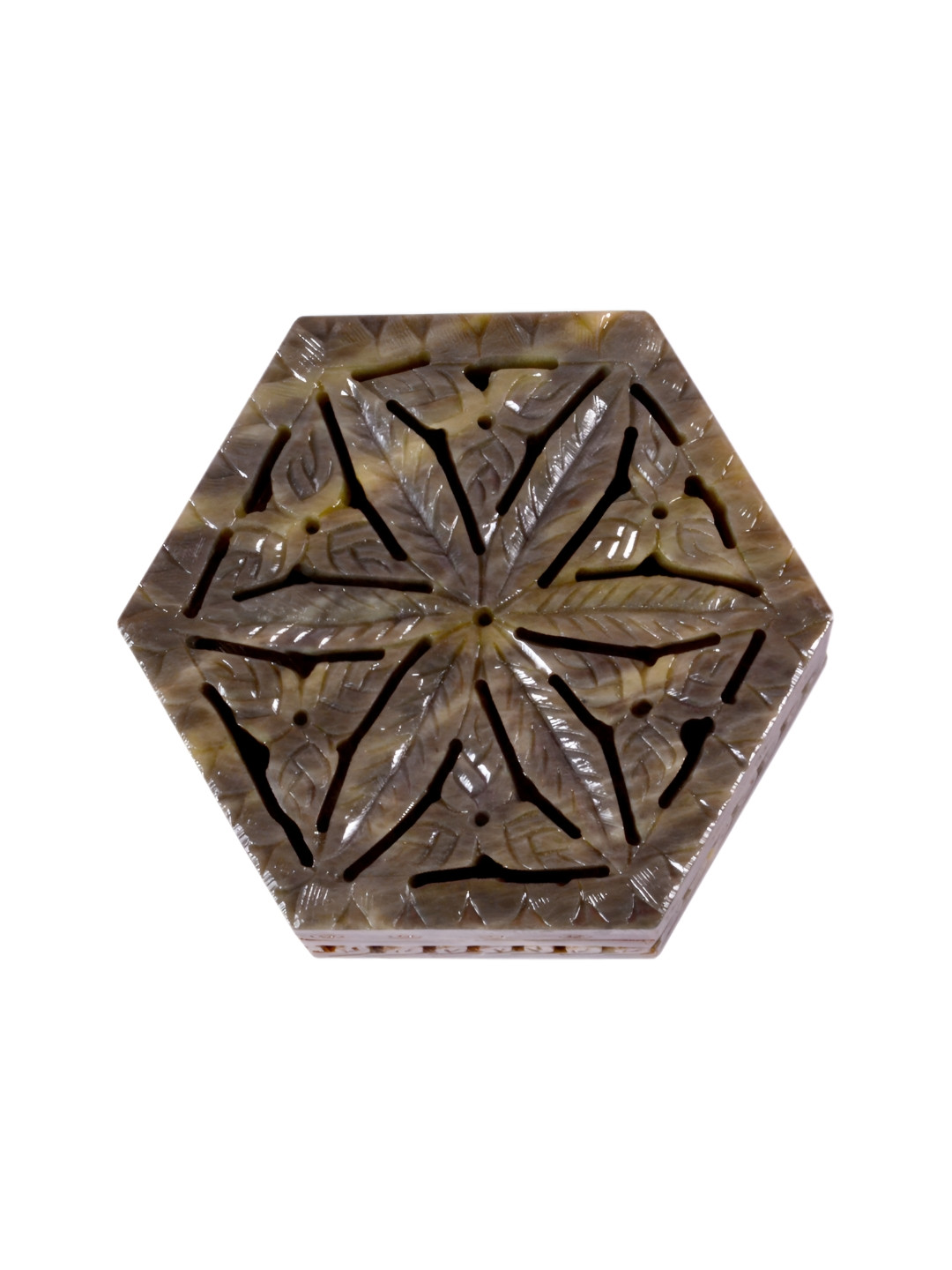 Avinash Handicrafts Brown Textured Reusable Carved Hexagonal Jewellery