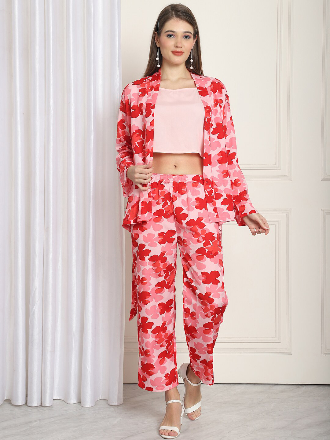 NEUDIS Printed Shawl Neck Co-Ords