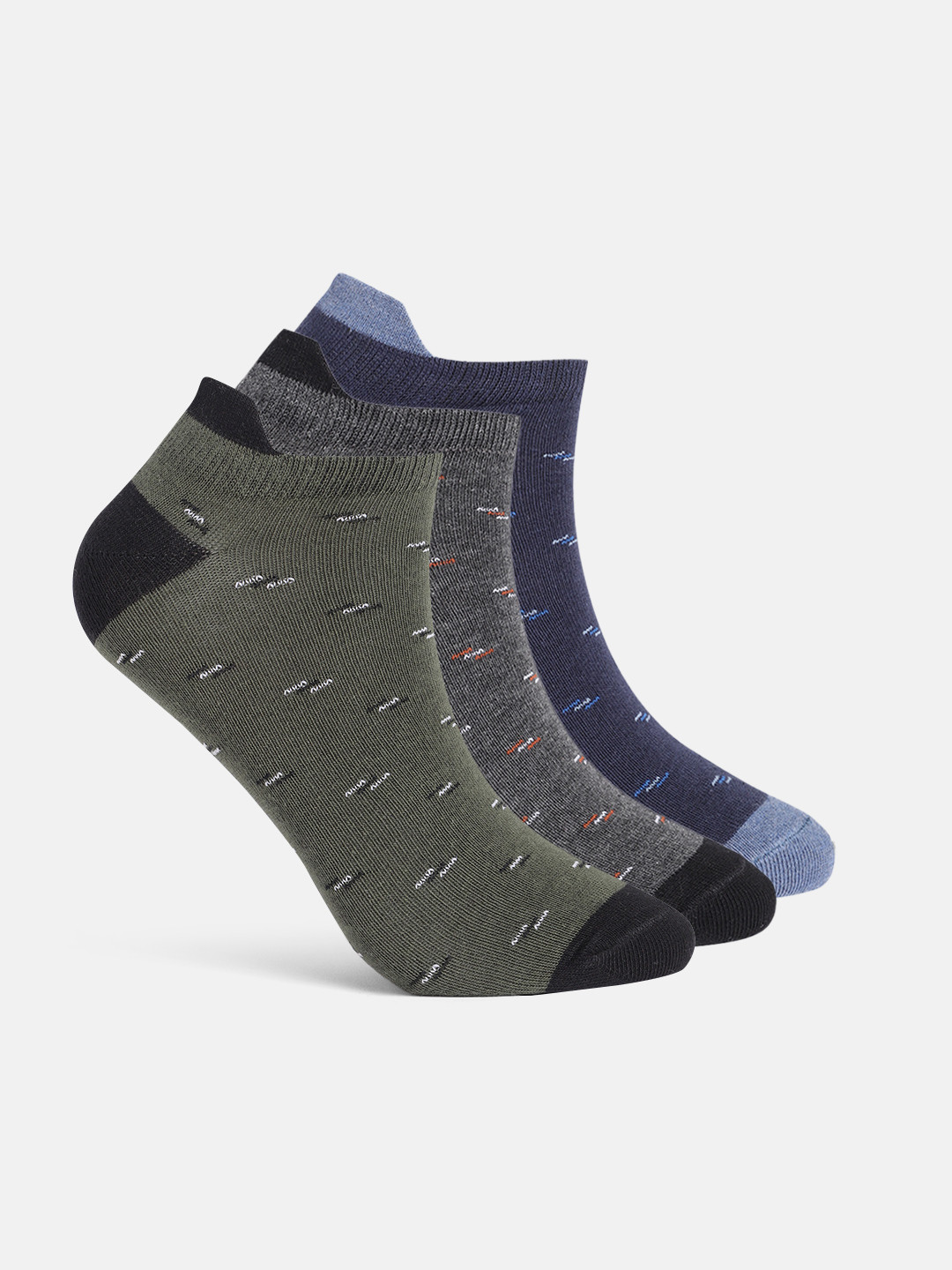 Mast & Harbour Men Pack of 3 Geometric Self-Design Ankle Length Socks