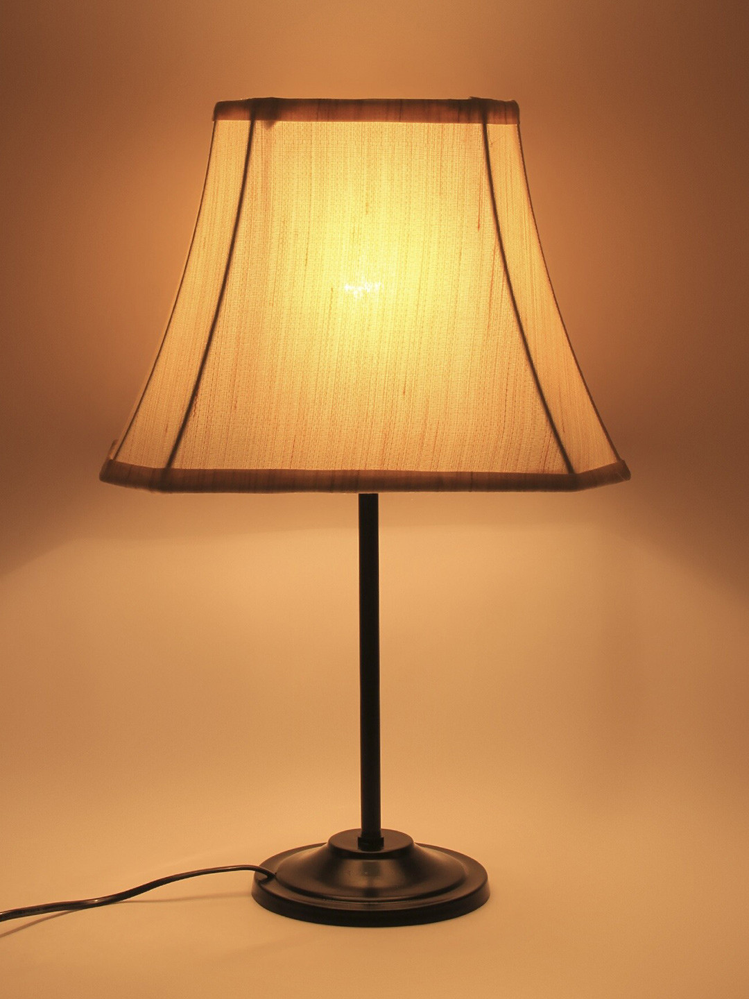 Devansh Off White and Black Taj cotton shade with Iron Table Lamps