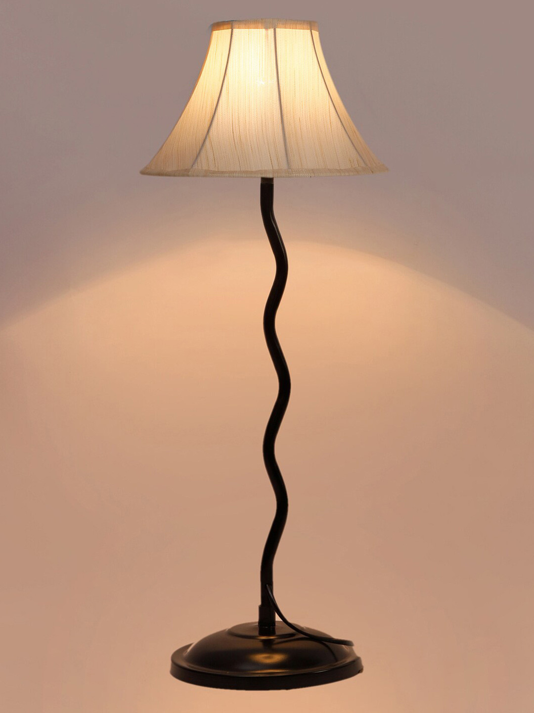 Devansh  White Frustum Textured Contemporary Wooden Table Lamps
