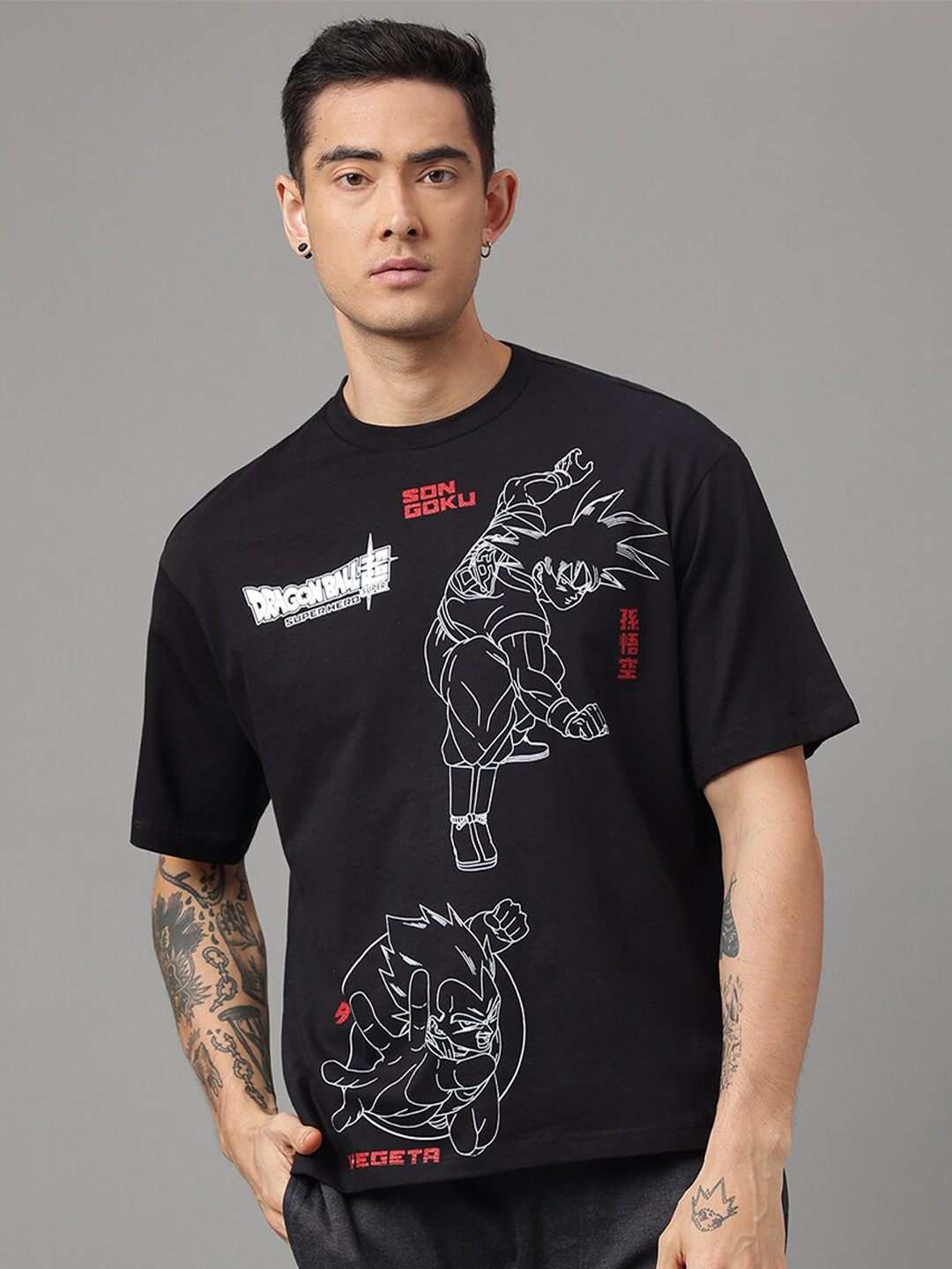 Free Authority Dragon Ball Z Anime Printed Pure Cotton Loose Fit T-Shirt