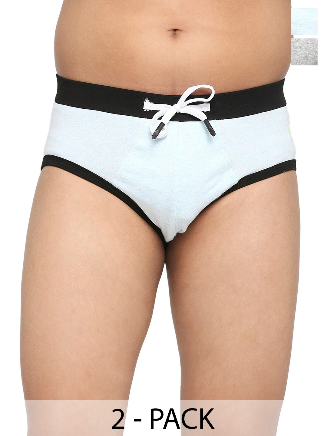 FRENCHIE Boys Pack Of 2 Cotton Basic Briefs FR-BF-U1913-1X5-Aqua-LGray-XS