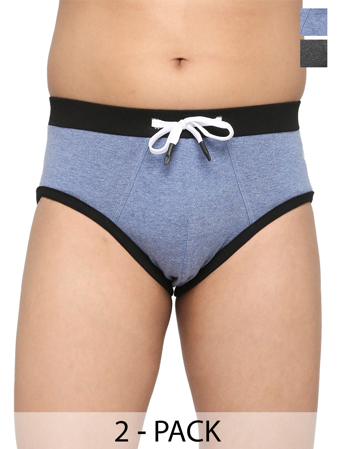 FRENCHIE Boys Pack Of 2 Cotton Briefs FR-BF-U1913-1X5-Blue-DGray-XS