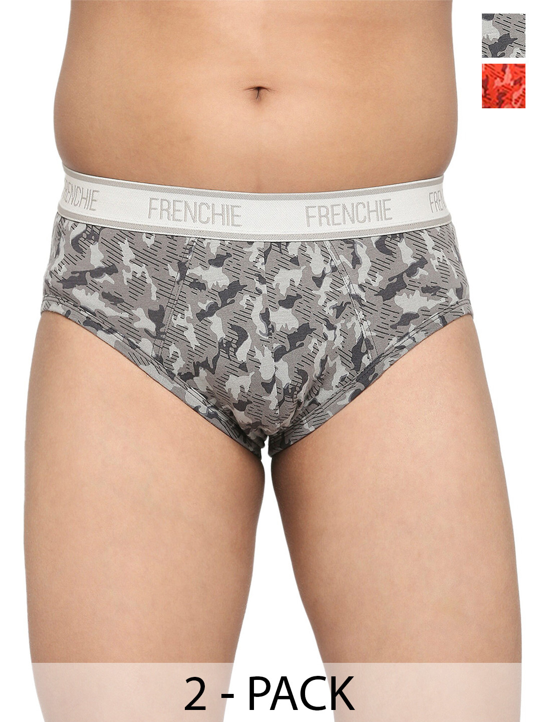 FRENCHIE Boys Pack Of 2 Abstract Printed Cotton Briefs FR-BF-U1904-1X5-Red-Gray-XS