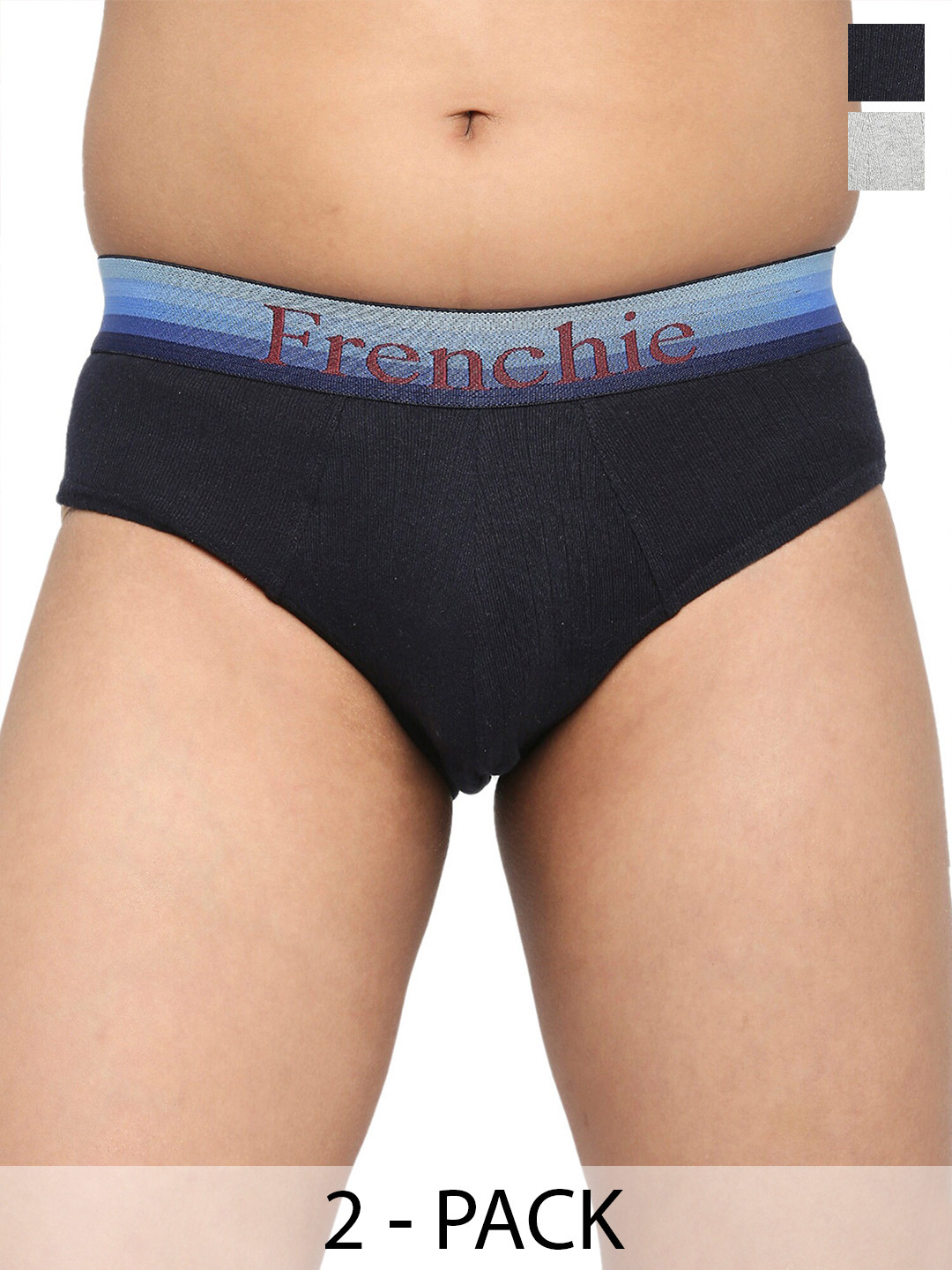 FRENCHIE Boys Pack Of 2 Cotton Basic Briefs FR-BF-U1901-1X5-Navy-Gray-XS