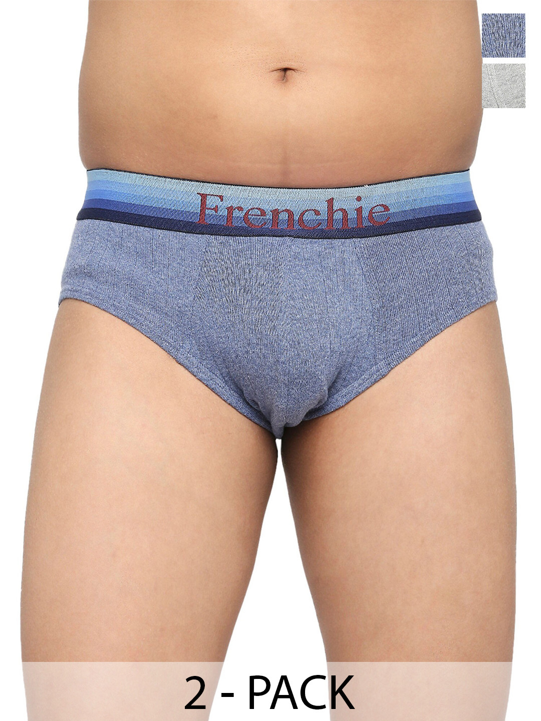 FRENCHIE Boys Pack Of 2 Printed Cotton Basic Briefs FR-BF-U1901-1X5-Blue-Gray-XS