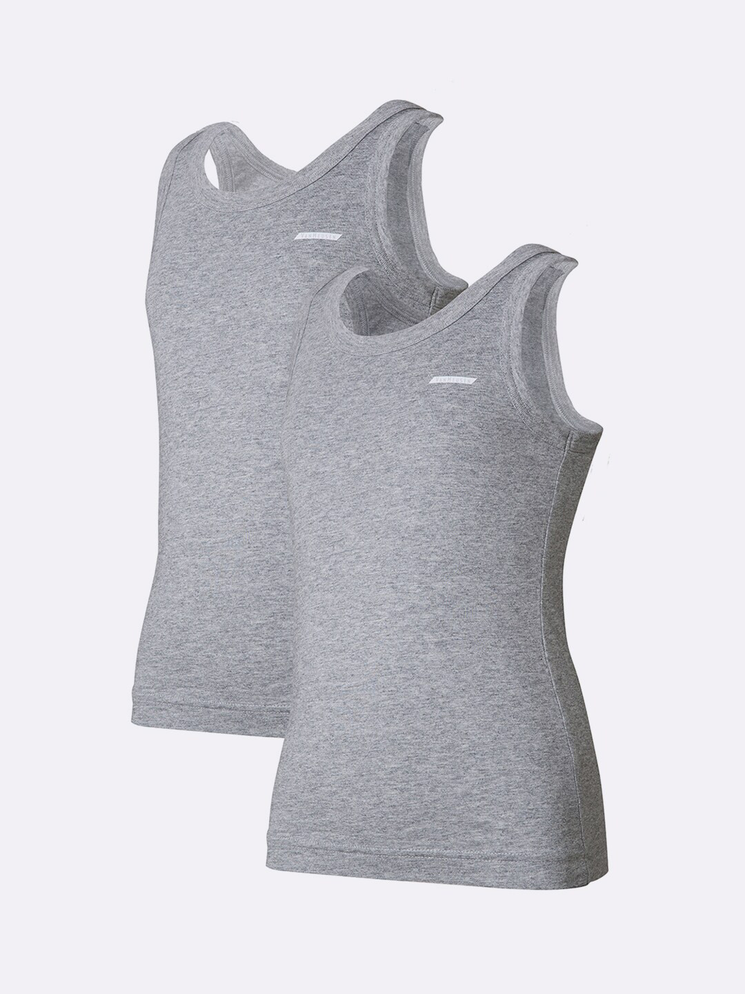 Van Heusen Boys Grey Melange Pack of 2 Anti Bacterial Colour Fresh Vest IKBBVS2GY21081