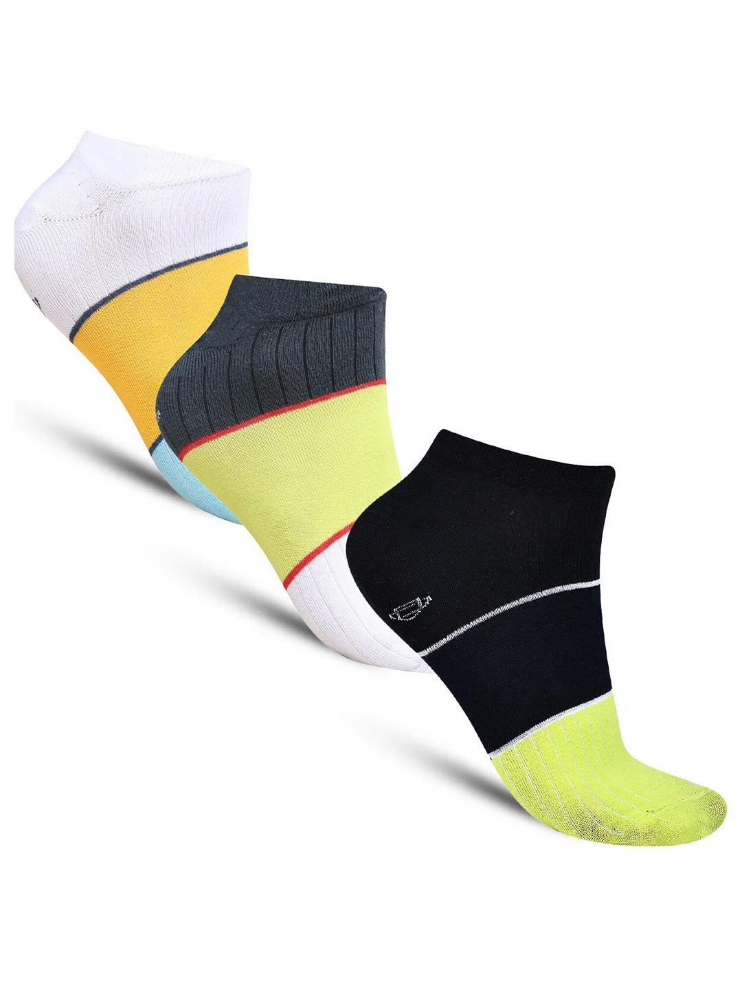 Dollar Socks Pack Of 3 Cotton Colourblocked Shoe Liner Socks