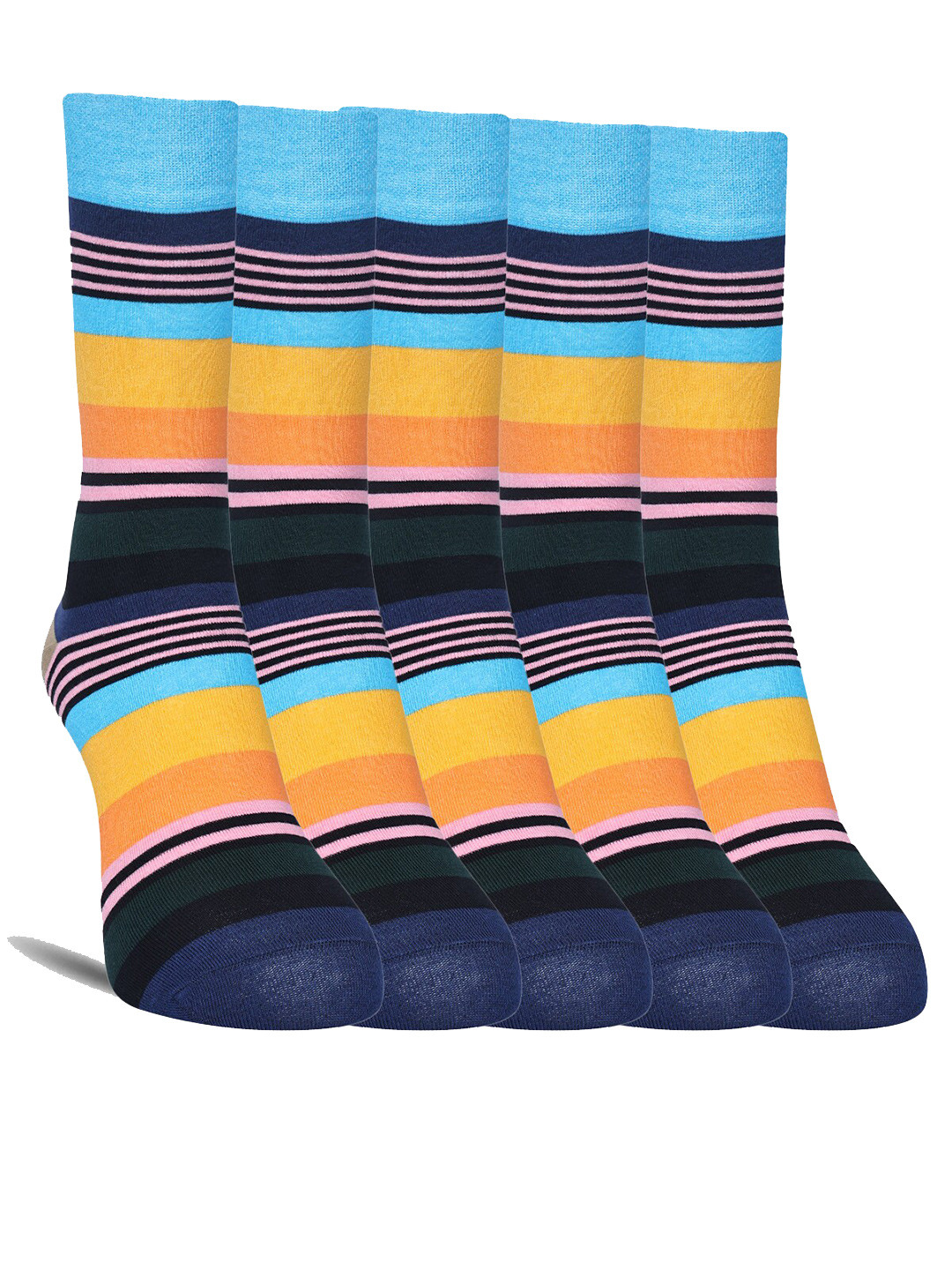 Dollar Socks Men Pack Of 5 Colourblock Calf-Length Socks