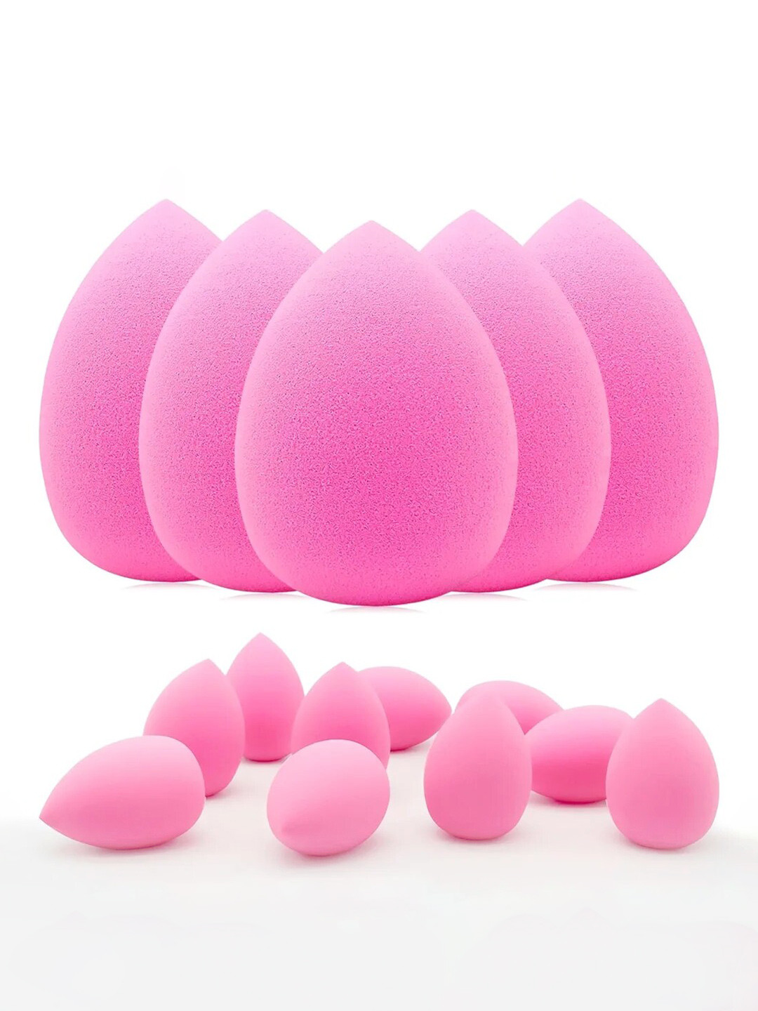 FEELHIGH Professional Set Of 12 Makeup Blender Sponges With Mini Sponge - Pink