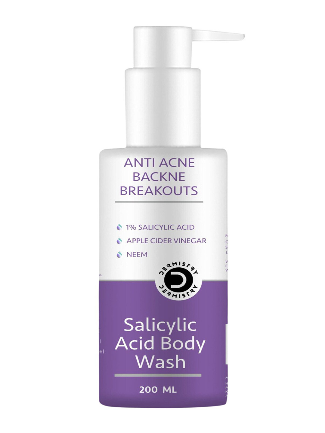 Vigini Dermistry 1%Salicylic Acid Anti-Acne Body Wash with Apple Cider Vinegar - 200ml