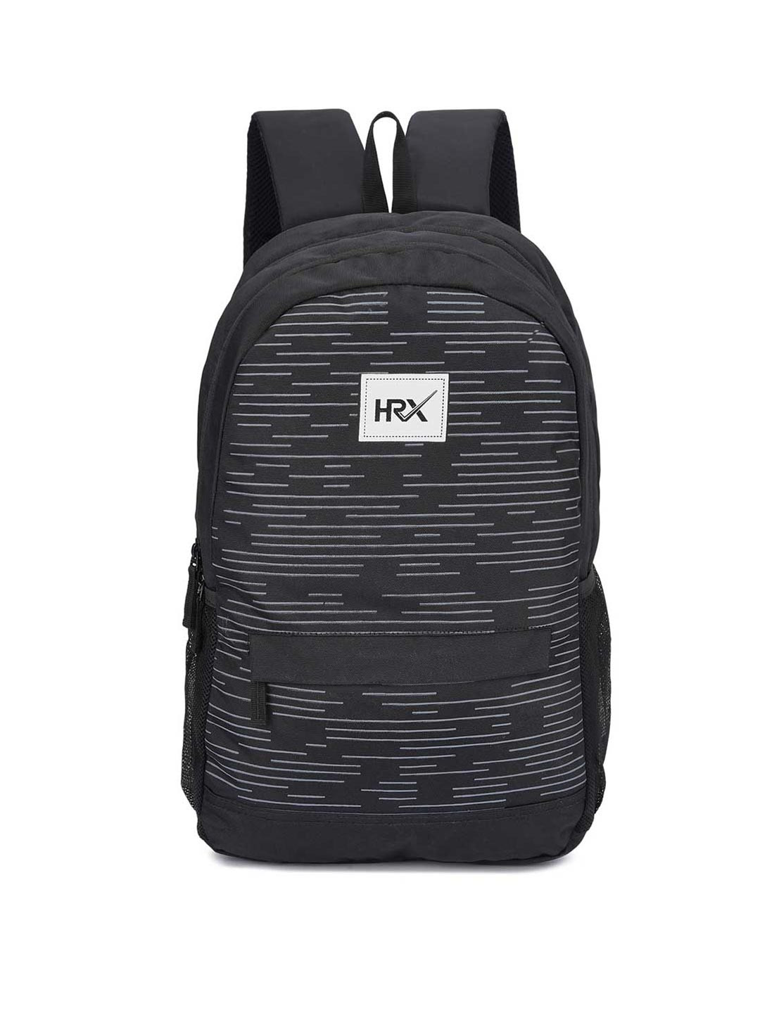 HRX by Hrithik Roshan Unisex Black & White Striped Backpack with Shoe Pocket -Up to 15 inch