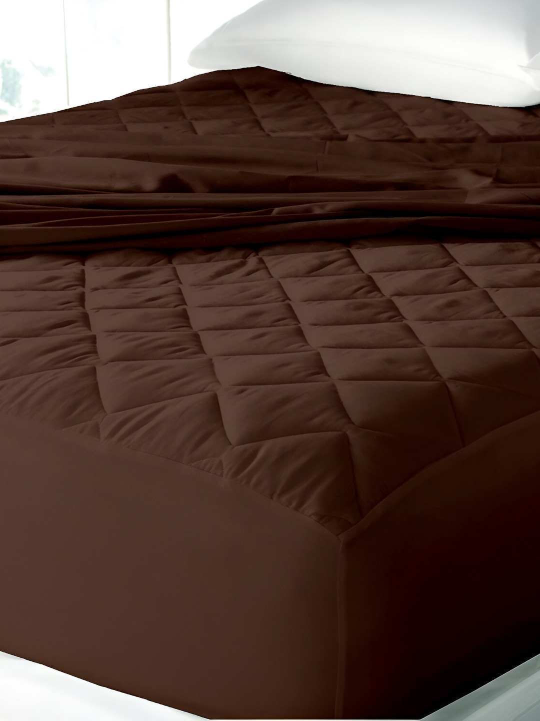 RF RELAXFEEL Brown Cotton Water Resistant Fitted King Size Mattress Protector