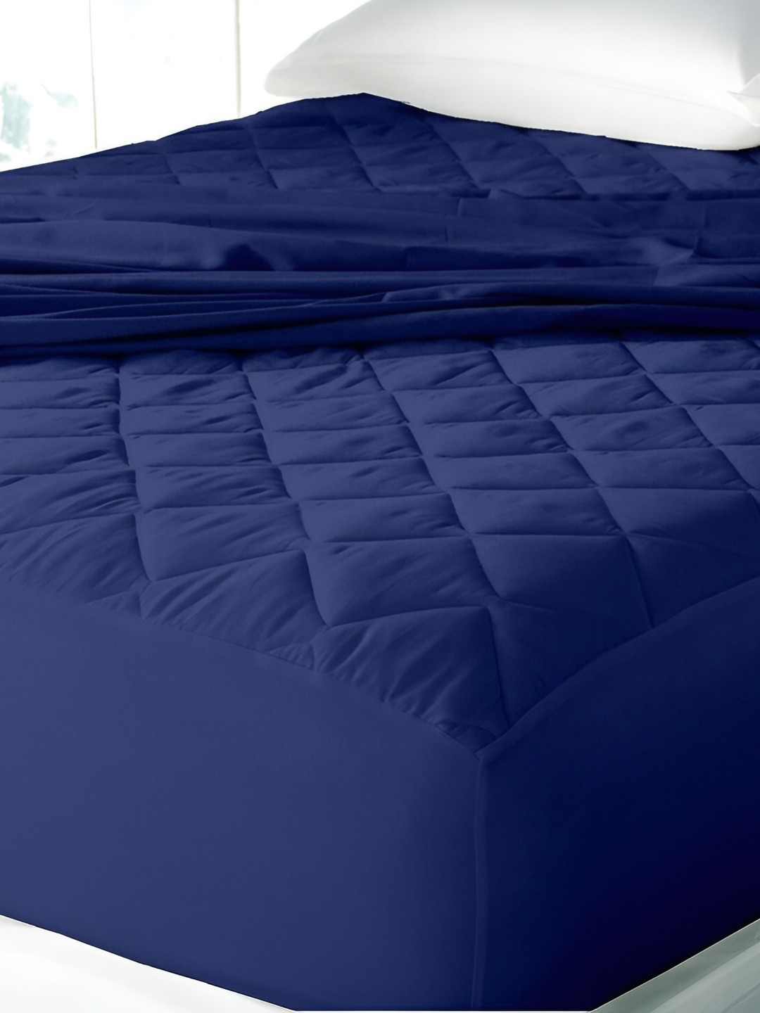 RF RELAXFEEL Blue Fitted King Size Cotton Water Resistant Mattress Protector