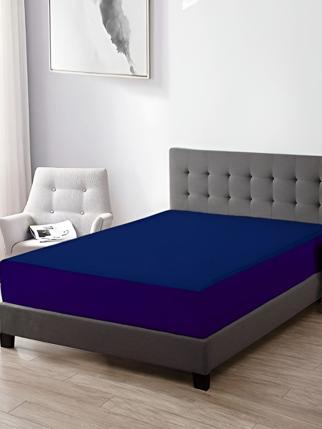 RF RELAXFEEL Blue Cotton Water Resistant Fitted King Size Mattress Protector