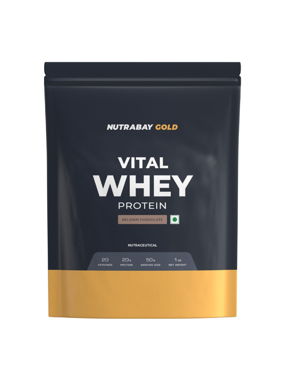 Nutrabay Vital Whey Protein for Beginners -1kg Belgian Chocolate Flavour