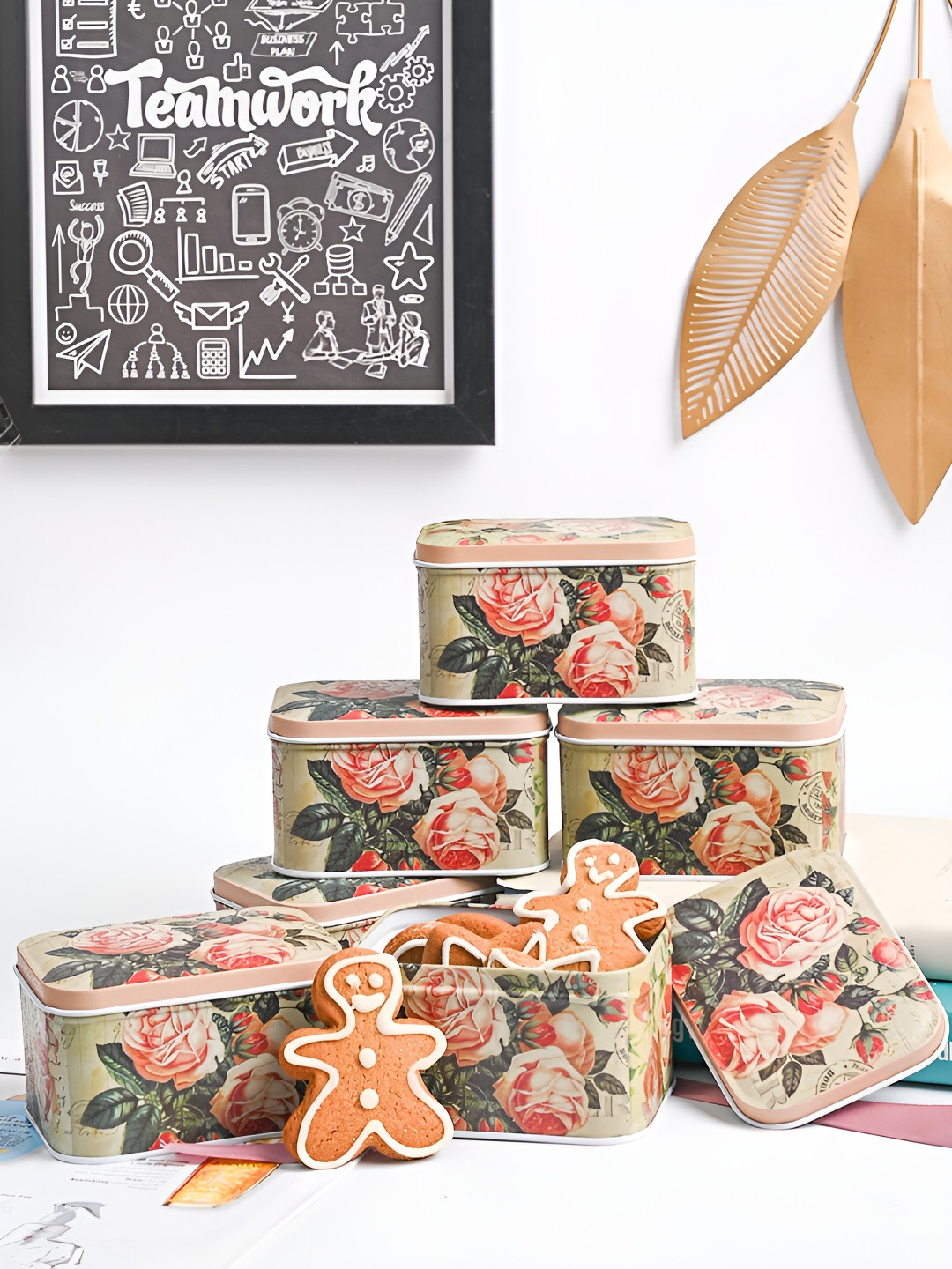 Market99 Green Typography Metal Dishwasher Safe 6 Piece Clip-On Graduated Container